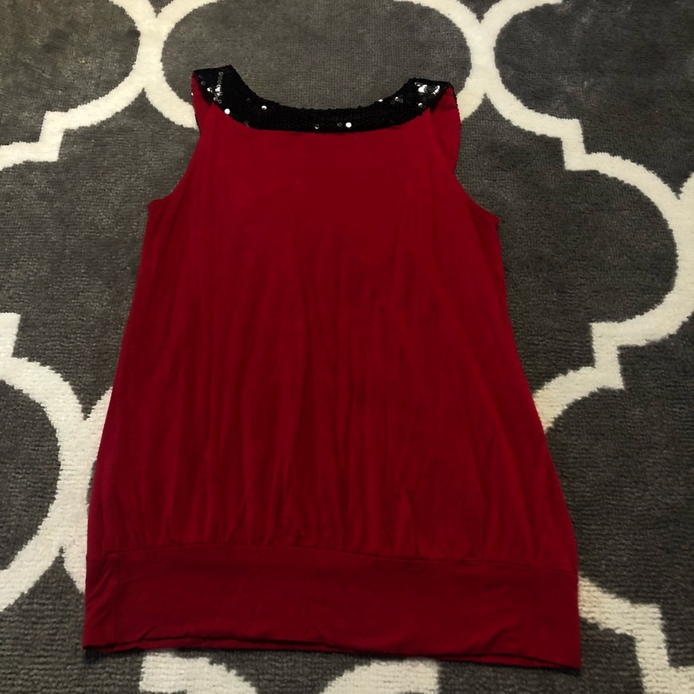 Maurices Blouse Womens Small Sequin Collar Red Tank - Picture 7 of 7
